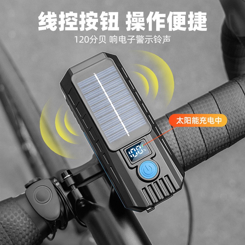 Faro Solar para Bicicleta Recargable USB para Ciclismo Nocturno