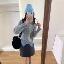 温柔软糯手工球球麻花毛衣女套头宽松秋冬保暖厚款内搭针织衫上衣