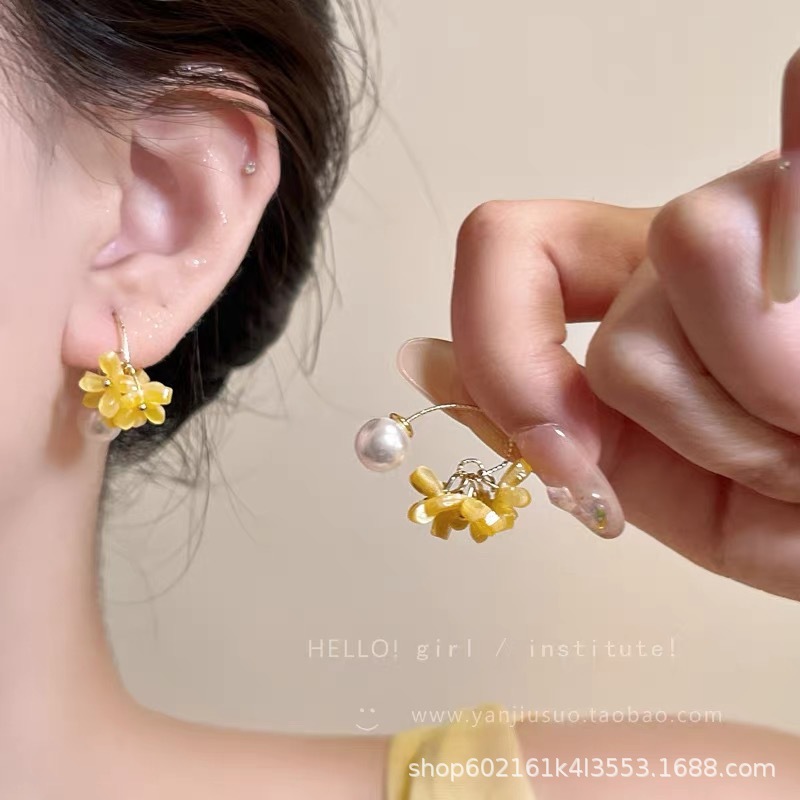 绿色海岛串珠花朵耳钉女2025新款海边度假风耳环夸张配饰耳饰|undefined