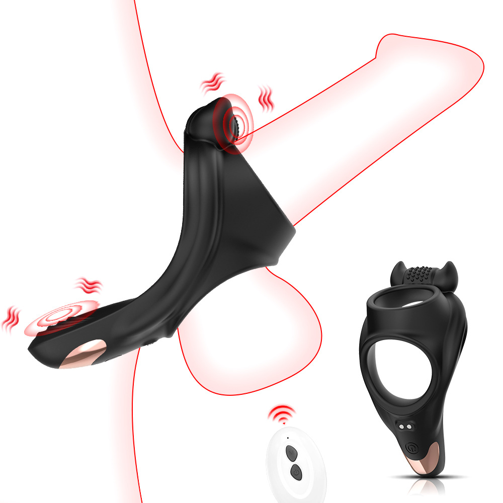 磁吸充电阿利斯塔锁精环男女情趣无线遥控双震穿戴阴茎延时训练器