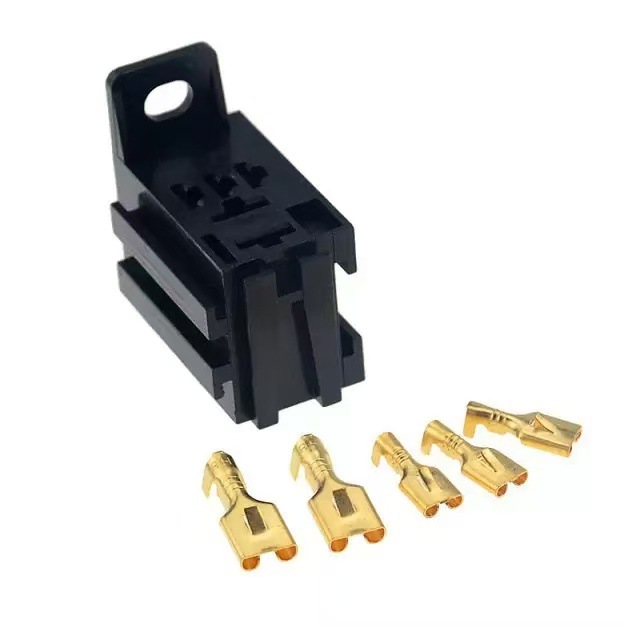 汽车继电器插座HFV6带靠背底座5针带端子 5件套40A继电器插座底座