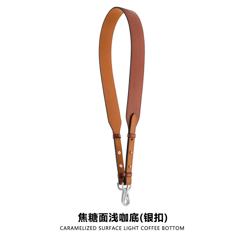 A- 6 adjustable caramel face shallow coffee bottom silver buckle