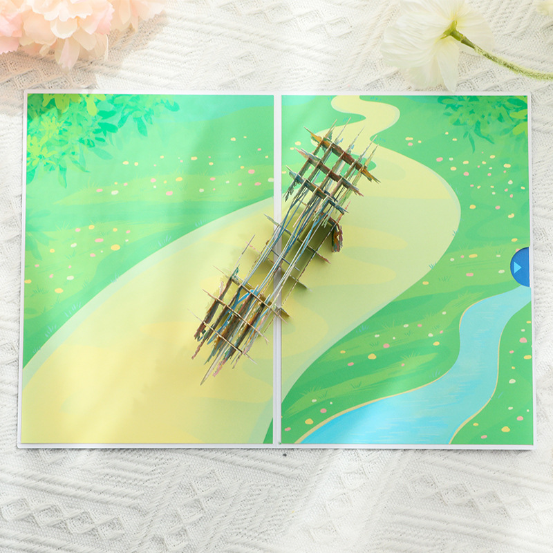 新款生日祝福3d立體賀卡紙雕創意跨境亞馬遜禮物卡片自行車花車