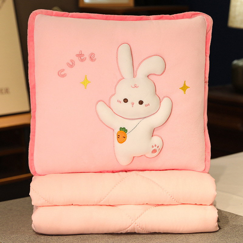 Panda almohada edredón de doble uso engrosada manta siesta Oficina conejo blanco almohada aire acondicionado plegable almohada de coche