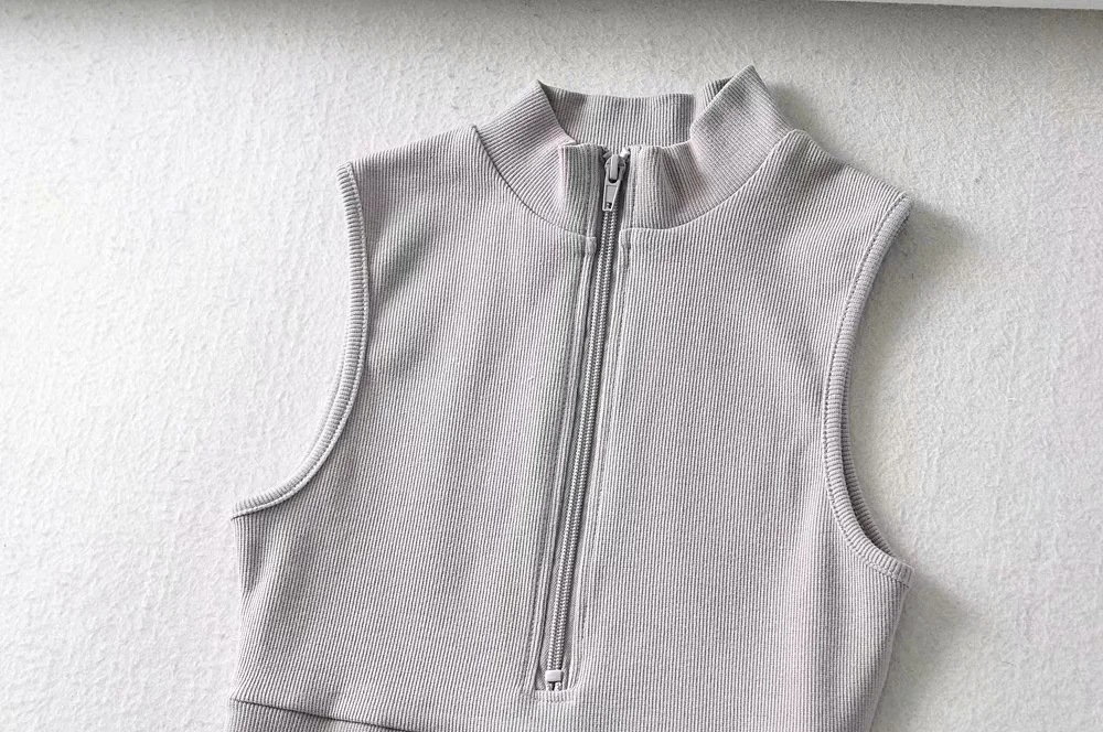high neck tight-fitting zipper vest NSAC24886
