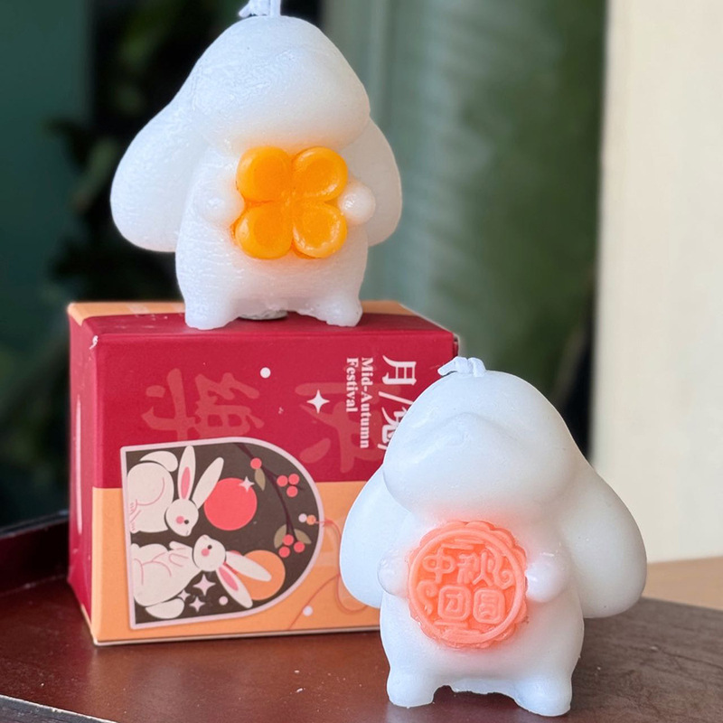 中秋节兔子香薰蜡烛高级感伴手礼礼物创意香氛摆件仿真造型蜡|undefined