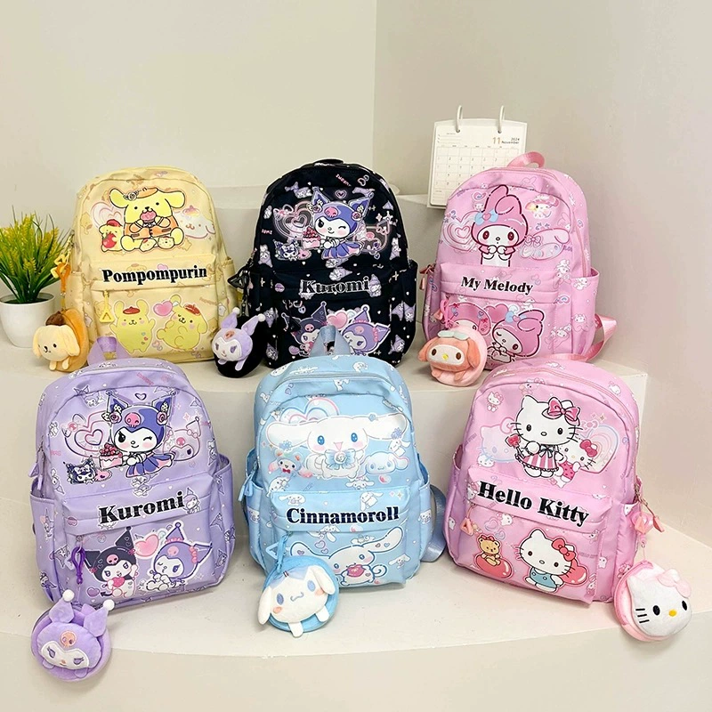 Детская школьная сумка Sanrio, рюкзак с героями мультфильмов, школьная сумка для девочек, милый рюкзак с котом, рюкзак для детского сада