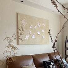 主卧室床头挂画高级感奶油风沙发背景墙装饰画餐厅客厅法式轻奢3D