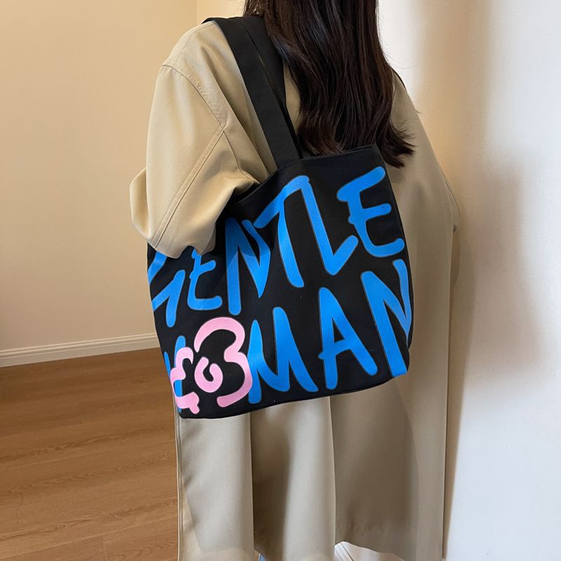 Commuting single-shoulder letter large-capacity versatile bag, canvas bag, Japanese student class artistic bag, women's tote handbag undefined