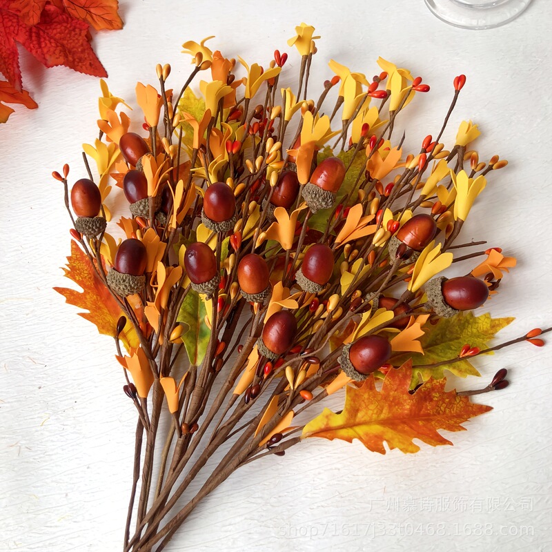 Cross-Border Autumn Thanksgiving Pumpkin and Acorn Harvest Festival Wreath, Nordic Style Thanksgiving Berry Arrangement