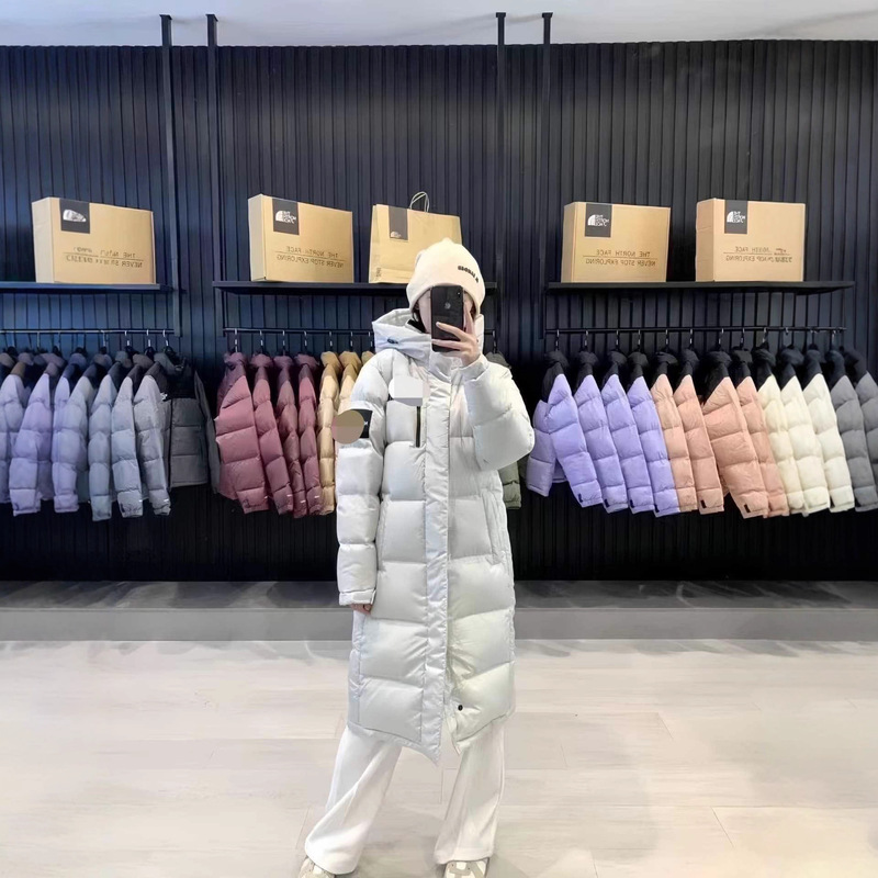 In-Stock Putian Beijia Extra-Long Thickened down Jacket North Face Unisex Over-The-Knee Rainproof Hooded Coat Winter Wear