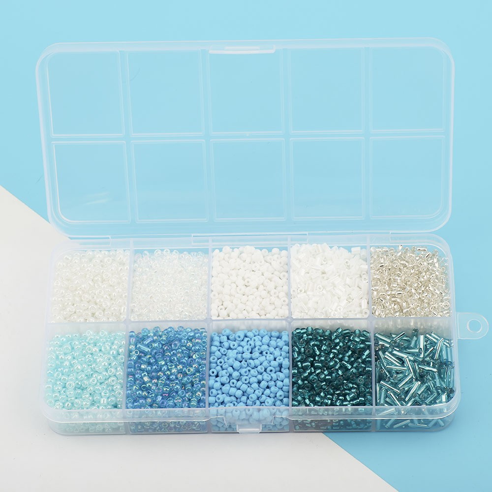 Cuentas de arroz 10 cuadrícula multicolor caja clásica de cuentas sueltas sequinilla pulsera pendientes DIY accesorios joyería al por mayor
