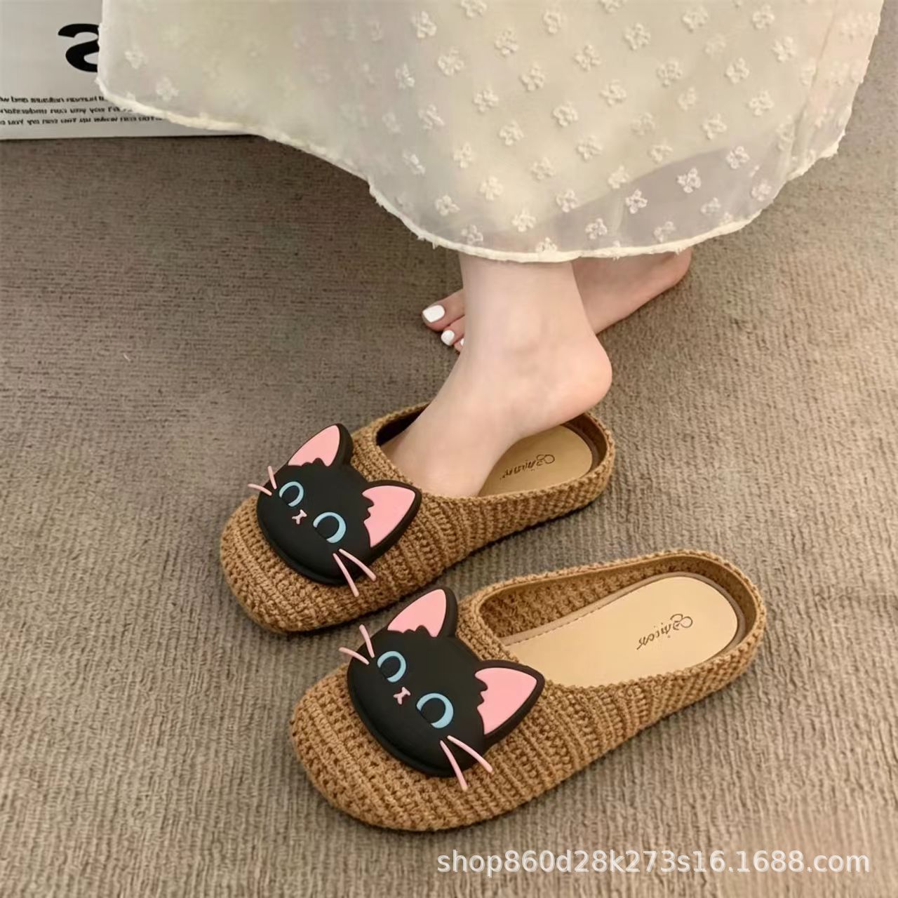 522 mesh little black cat-khaki