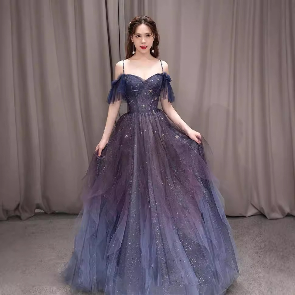 Strapless Dress 2026 New Star and Moon Dress Engagement Dress Toast Dress Long Banquet Elegant Evening Dress