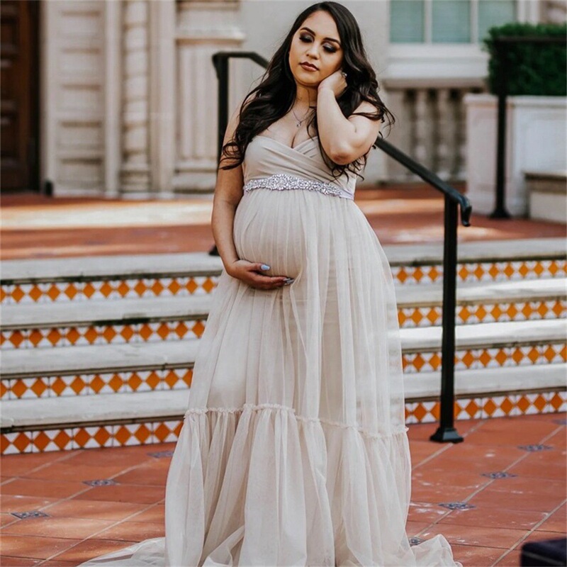 Cross-border Dress Satin Pregnant Women's dress Italian Bow Pregnant Women's Evening Dress Photo Daily Ceremony