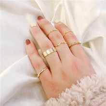 歐美跨境飾品 時尚個性冷淡風關節戒套裝組合戒指女簡約素圈指環