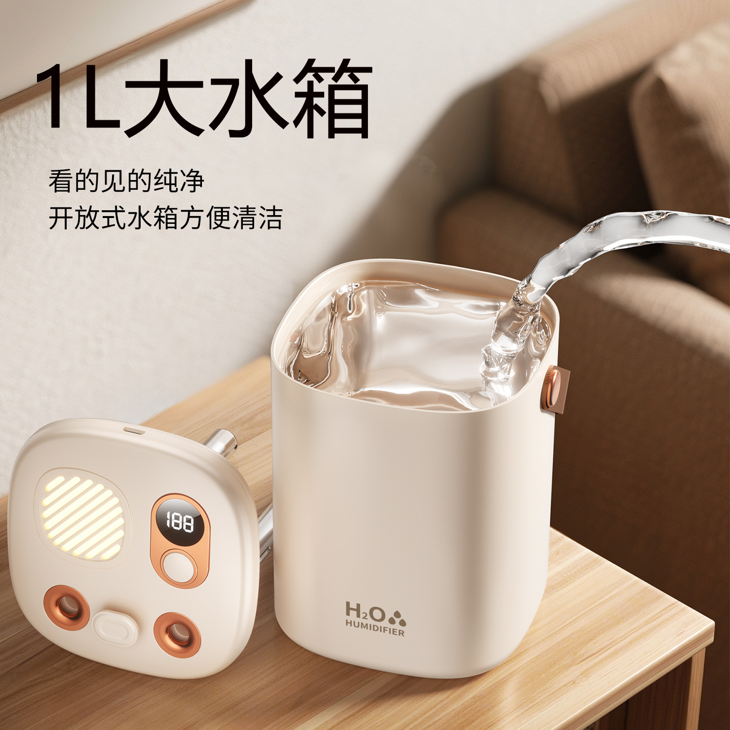 Humidificador de Escritorio de Doble Boquilla Silencioso e Inalámbrico para Hogar