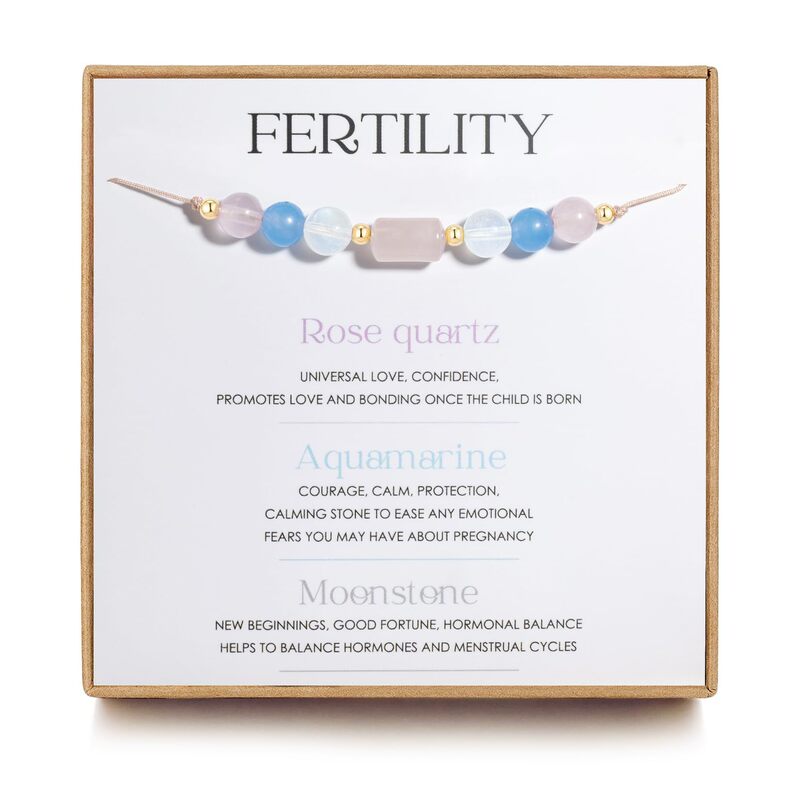 Natural Stone Pregnant Women Bracelet 6mm Aquamarine Rose Quartz Adjustable Bracelet Moonstone Single Rope Woven Bracelet