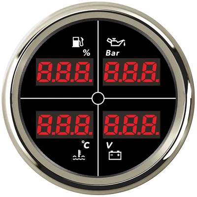85mm Rəqəmsal 4-ü-1 Çoxfunksiyalı Göstərici: Yağ, Su, Təzyiq, Gərginlik
