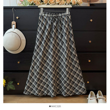 美式复古学院风格纹撞色半身裙设计感休闲性感辣妹高腰中裙女