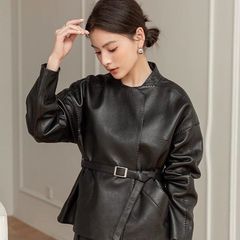 香港風レトロ小香風皮服コート女性の短いファッション春秋革ジャケットの小柄でやせて見える