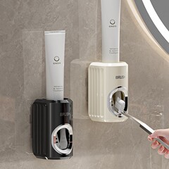豪華な銀メッキ歯磨き粉神器穴開けないトイレ壁掛け歯ブラシ置物収納棚家庭用押出機