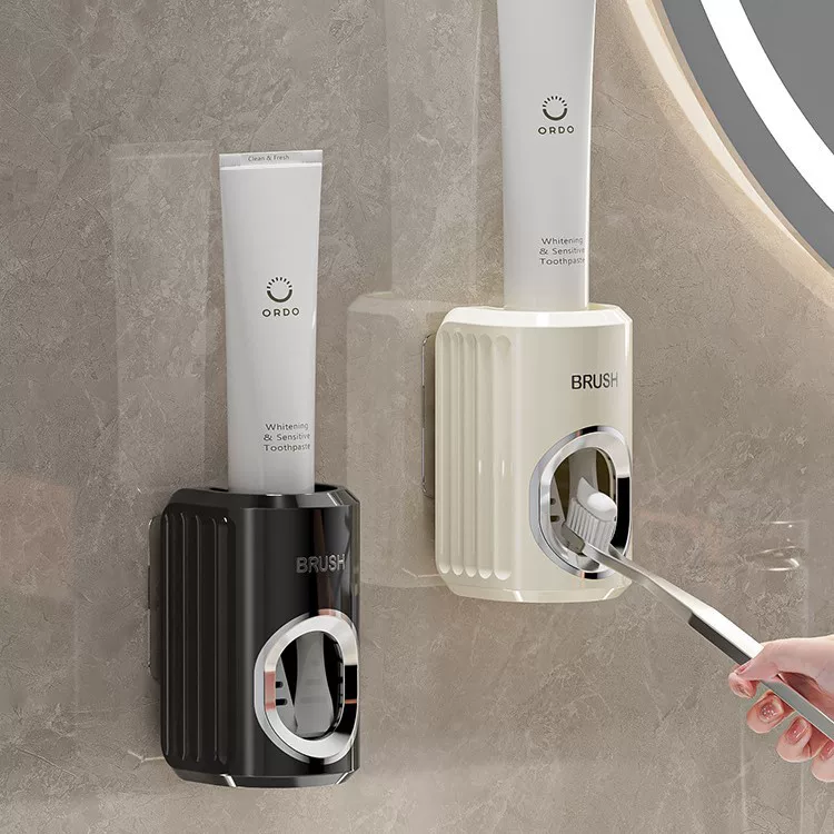 Luxurious silver-plated toothpaste squeezing artifact without punching bathroom wall-mounted toothbrush storage rack household squeezer