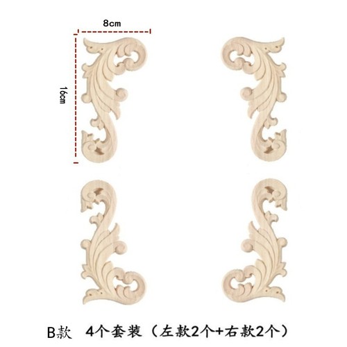 Combined solid wood corner flower wood carved flower piece furniture applique diagonal corner flower decorative accessories wholesale and retail factory direct sales
