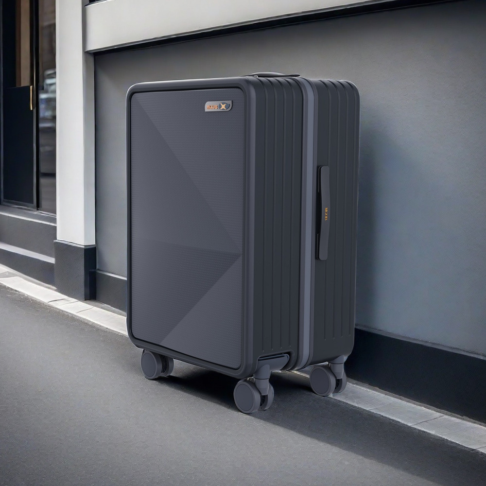 Vali nhựa PC size cabin 20 inch chống va đập, khóa số TSA, xách tay máy bay — Màu đen