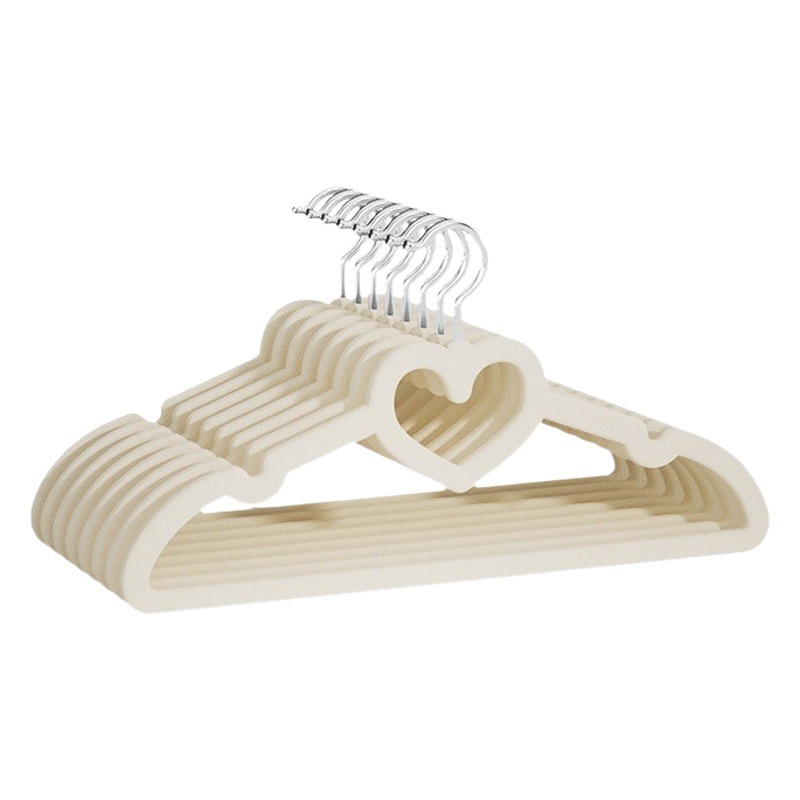 Amor flocado percha de ropa sin costuras antideslizante percha de ropa organizador de almacenamiento en el hogar recomendar percha de ropa al por mayor