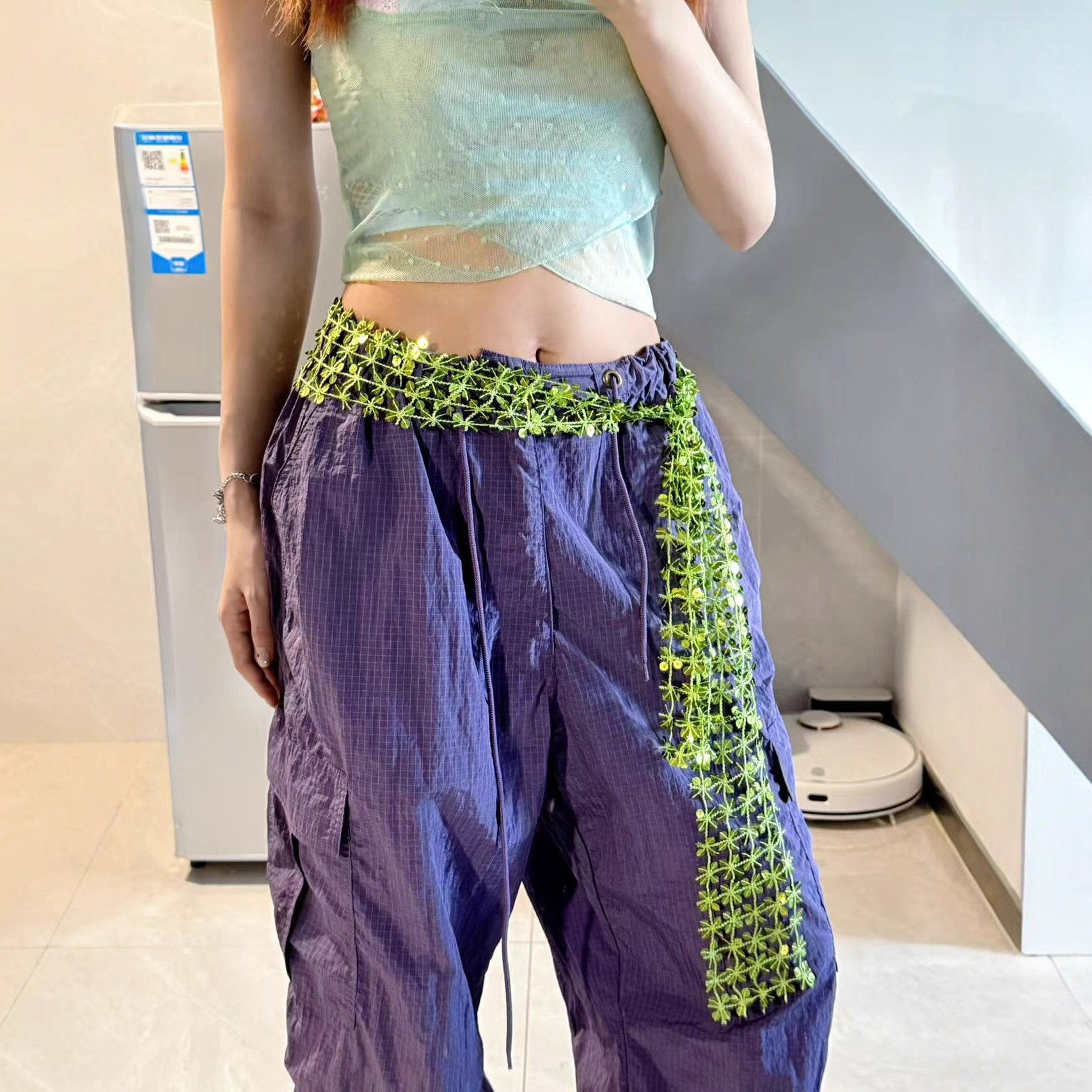 New Jazz Dance Starry Sky Tassel Dance Waist Accessory K-Pop Waist Scarf Street Dance Trendy Waist Scarf Waist Chain