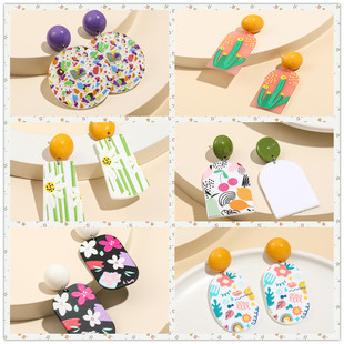 Cross-Border Hot Selling Kidsren's Earrings Cute Daisy Flower Camouflage Personalized Silver Needle Earrings Creative Jewelry Accessories