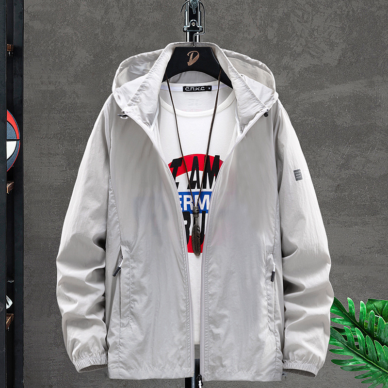 Chaqueta de Protección Solar con Capucha para Hombre de Nailon