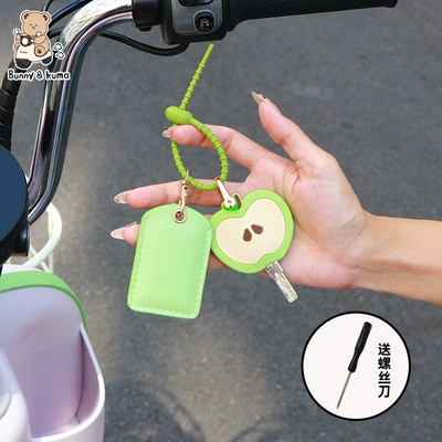 Suitable for Electric Vehicle Key Cover, Suitable for Aimaadi Nfc Card Protective Cover, Access Control Card Cover, Door Card Lock Key Head (Electric vehicle key cover shell) - green-apple-key-cover-card-cover-screwdriver-included