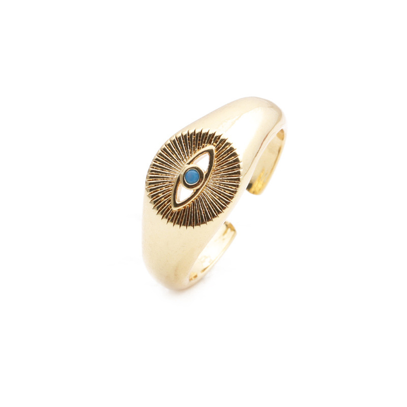 Retro Inlaid Zircon Eye Ring display picture 1