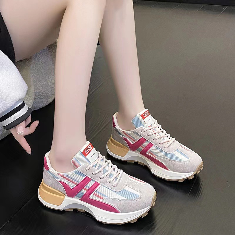 Nuevos zapatos de comercio exterior primavera grasa zapatos casuales de papá simple zapatos deportivos transpirables pequeños zapatos blancos al por mayor