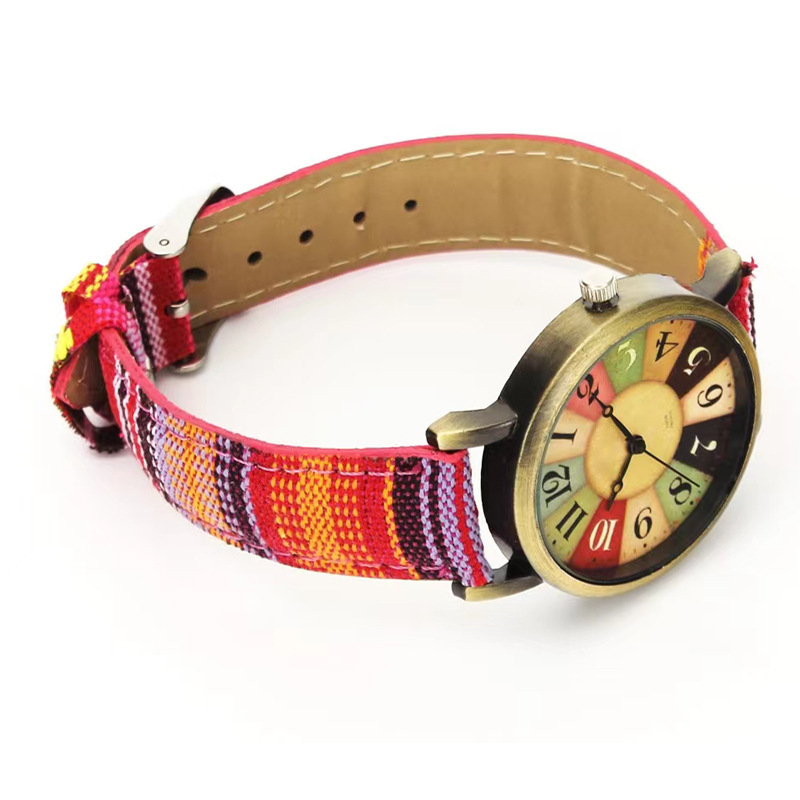 Elegant Bronze Canvas Strap Watch Style 4