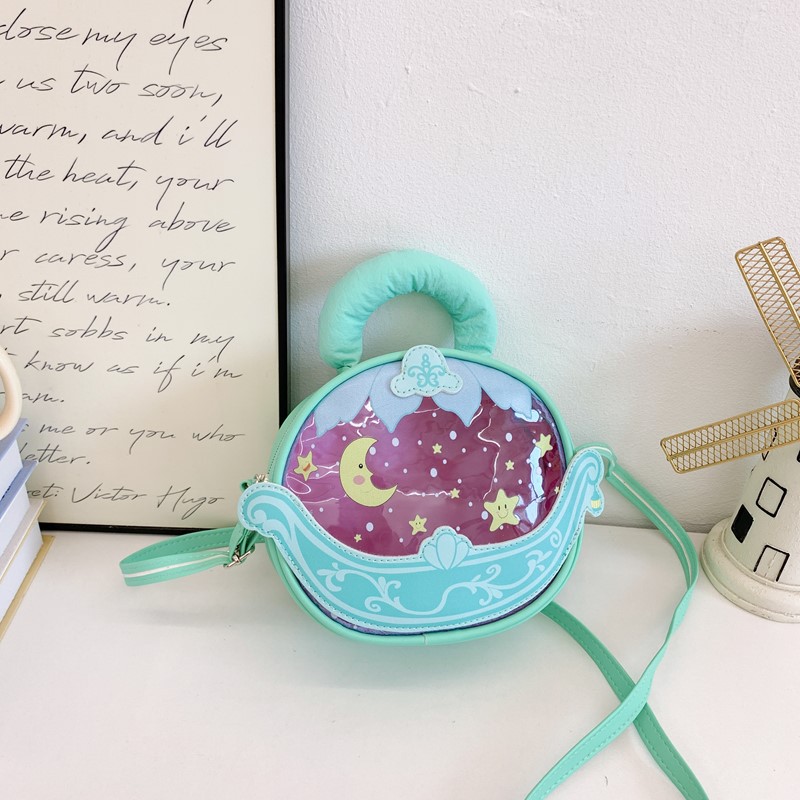 Bolsa de princesa infantil creativa 2025 nueva moda luna cama de caricatura animada niña portátil bolsa de tramo inclinada