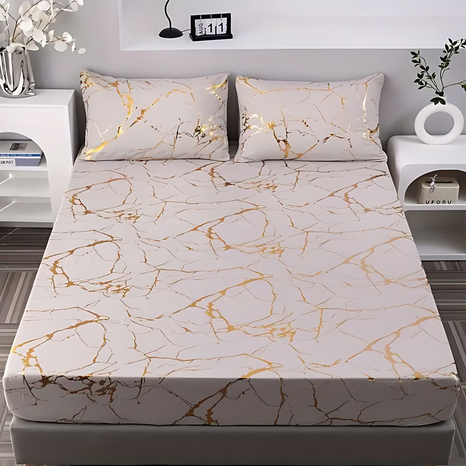 TEMU / JIT transfronterizo moda clásica estampado texturas suaves cama cama gazaña ropa de cama set fuente fabricante