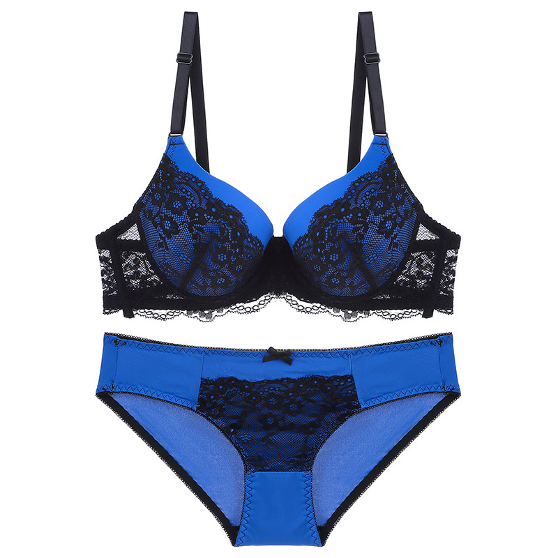 Sexy lace contrasting women's set, underwear, bra triangle pants set_voghion.com