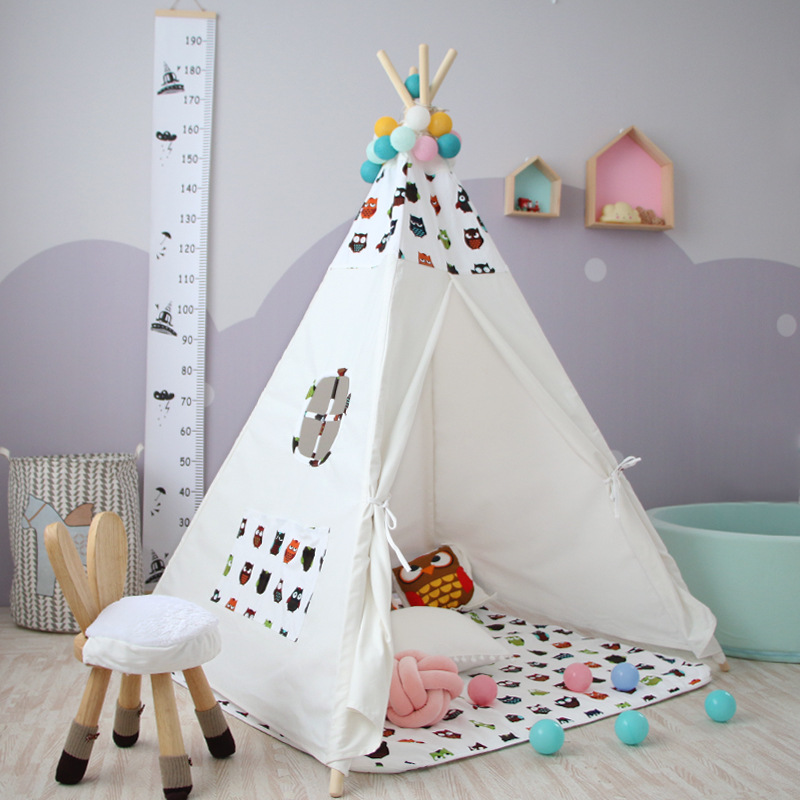迈北彼印第安儿童帐篷室内游戏屋卡通宝宝玩具屋棉帆布儿童帐篷
