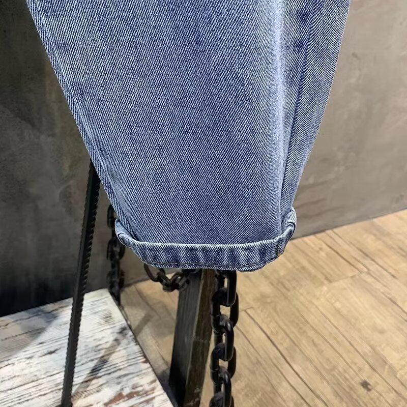 Herren Harem Jeans Einfarbig Locker Geschnittene Hose In Blau_voghion.com