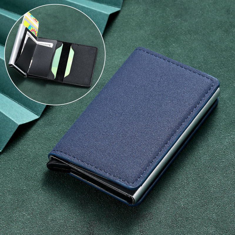 Anti-robo RFID tarjeta de metal bolsa de tarjeta de crédito elástica caja de metal de aluminio tarjeta de hombre tarjeta de bolsa de plata tarjeta al por mayor