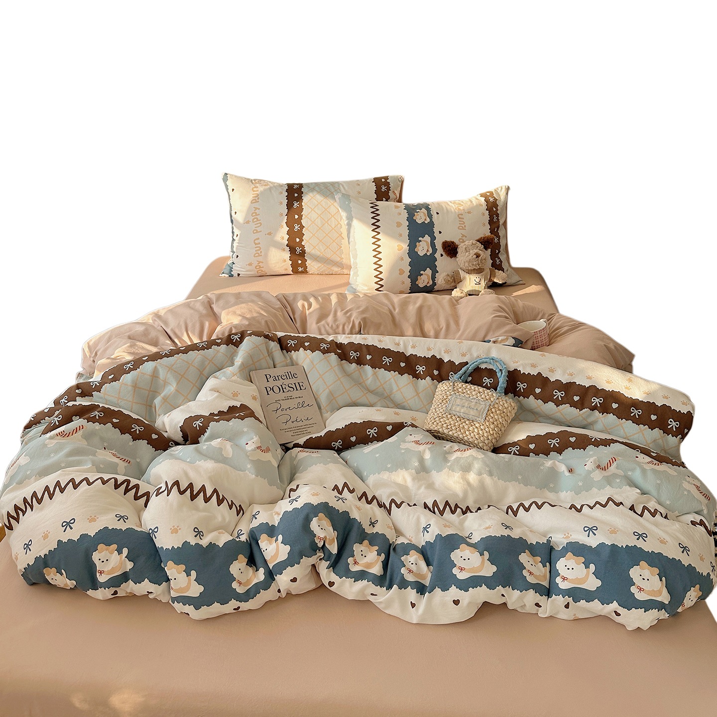 Super Soft Washable Cotton Four-piece Bedding Set Fresh Style_voghion.com