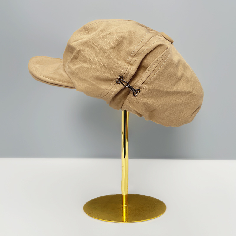 Boina inversa de primavera y otoño japonés retro color sólido rayas hacia adelante sombrero mostrando la cara pequeña pintora versátil sombrero de niño de periódico image 30