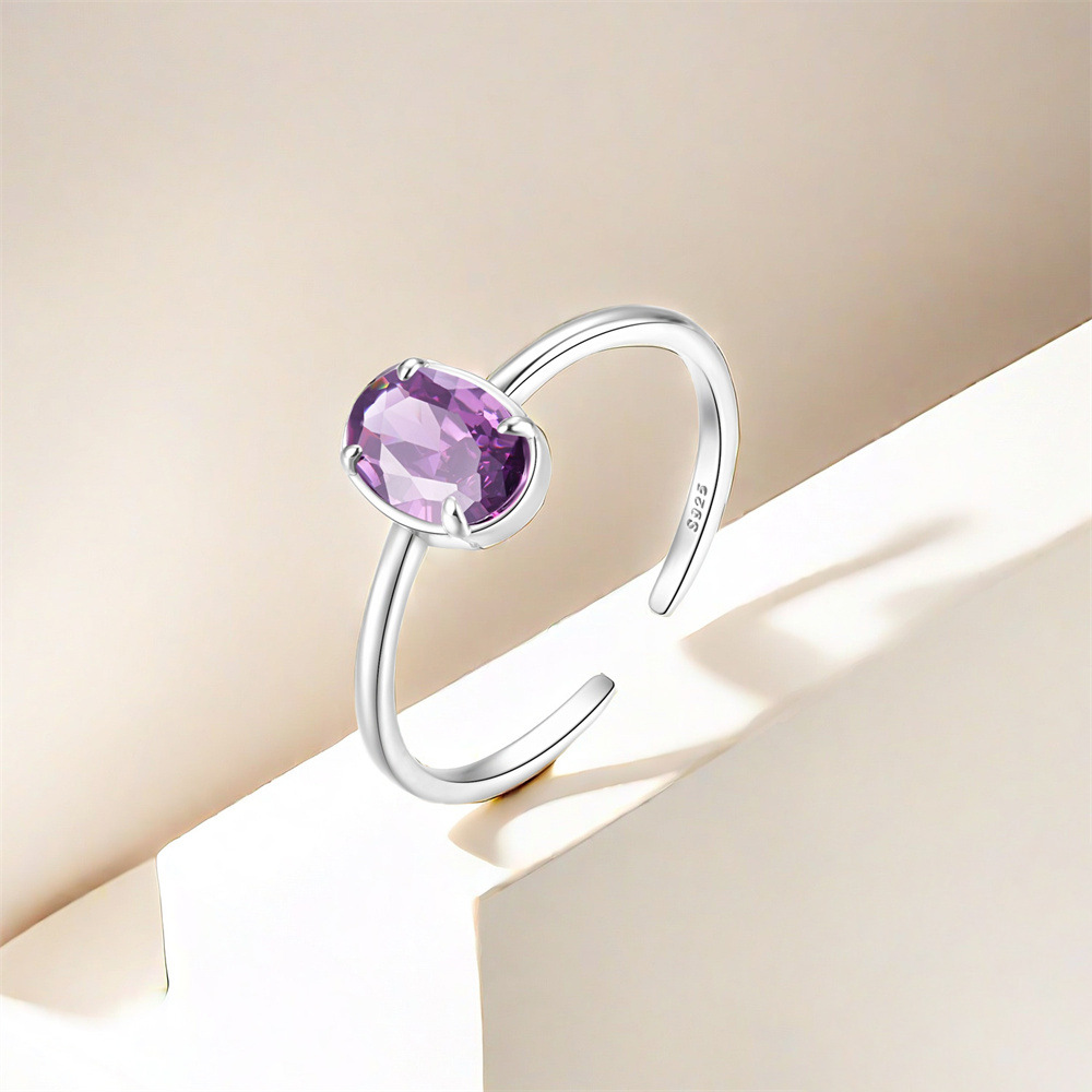 5g Weight Zircon Inlay Material Open Rings Classification Adjustable Ring Size 1 Piece Quantity Holiday, Daily Occasion 925 Sterling Silver Material Geometric Pattern Women's Gender Plating, Inlay Design Sweet Style 925 Sterling Silver Zircon Geometric Open Rings 8