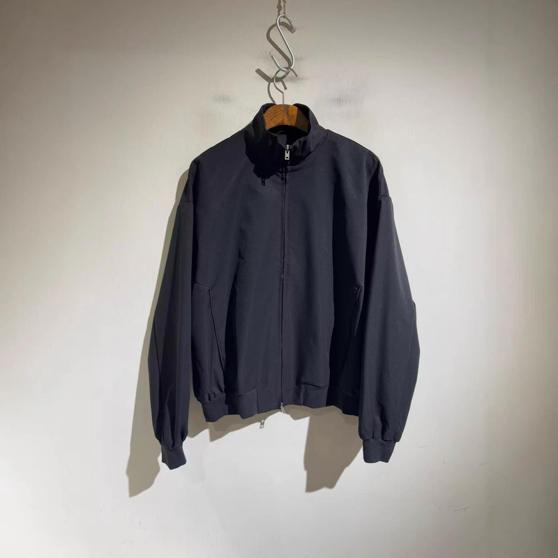 American-Style Coach Jacket with Stand Collar, Casual Solid Color, Vintage Outdoor Workwear, Flight-Style, Elastic Cuffs, Versatile Outerwear American-Style Coach Jacket with Stand Collar, Casual Solid Color, Vintage Outdoor Workwear, Flight-Style, Elastic Cuffs, Versatile Outerwear