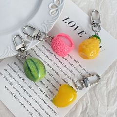 立體水果銀色鑰匙扣ins創意荔枝掛件仿真水果書包鑰匙鏈禮物掛飾