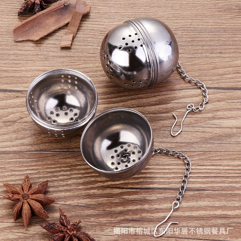 Stainless steel tea infuser ball, 4–5.5 cm, fine mesh with chain handle