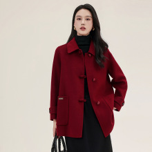 2025新款双毛呢中年女羊毛呢大衣秋冬中长款小个子高级感宽松外套